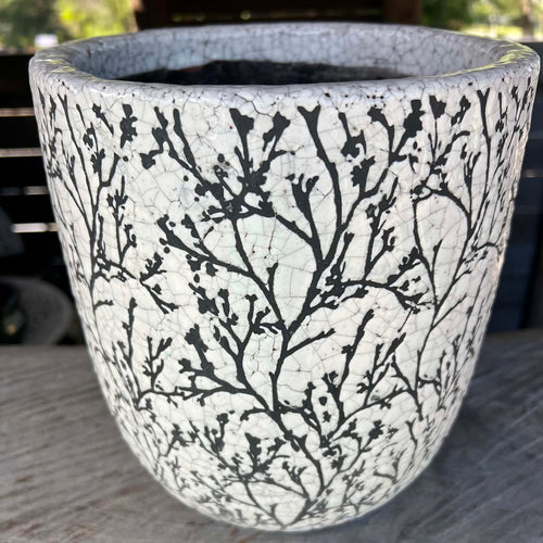 "Forest" Black and White Tall Planters