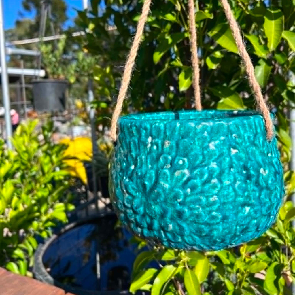 Turquoise Floral Hanging pots