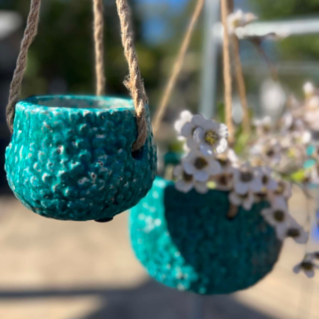 Turquoise Floral Hanging pots