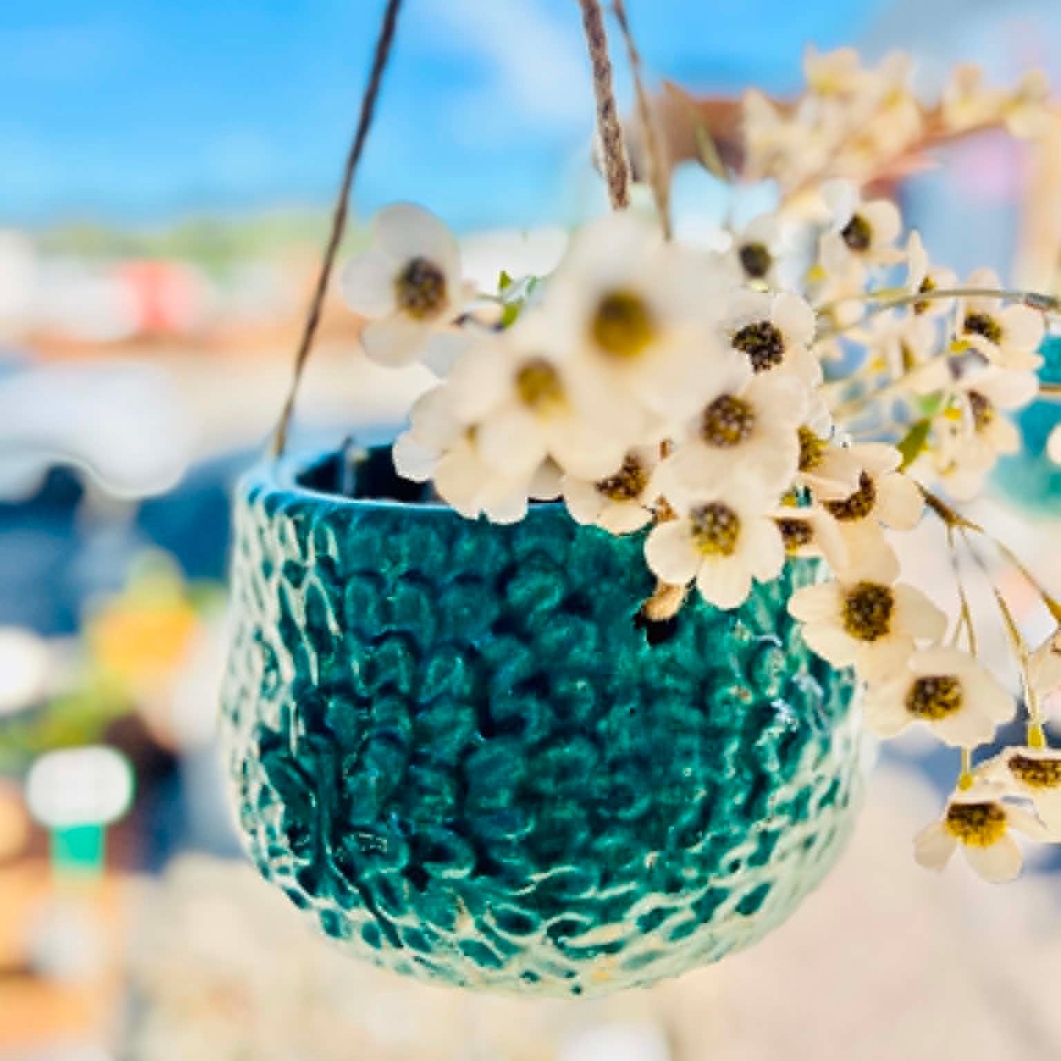 Turquoise Floral Hanging pots