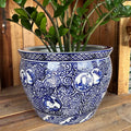 Hamptons Dark Blue and White Planter