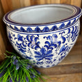 Blue & White Hamptons Floral Planter