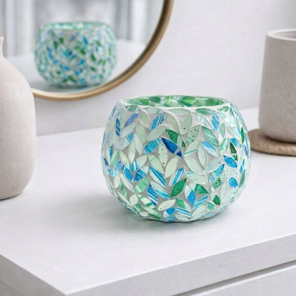 Blue Mosaic Glassware - Round