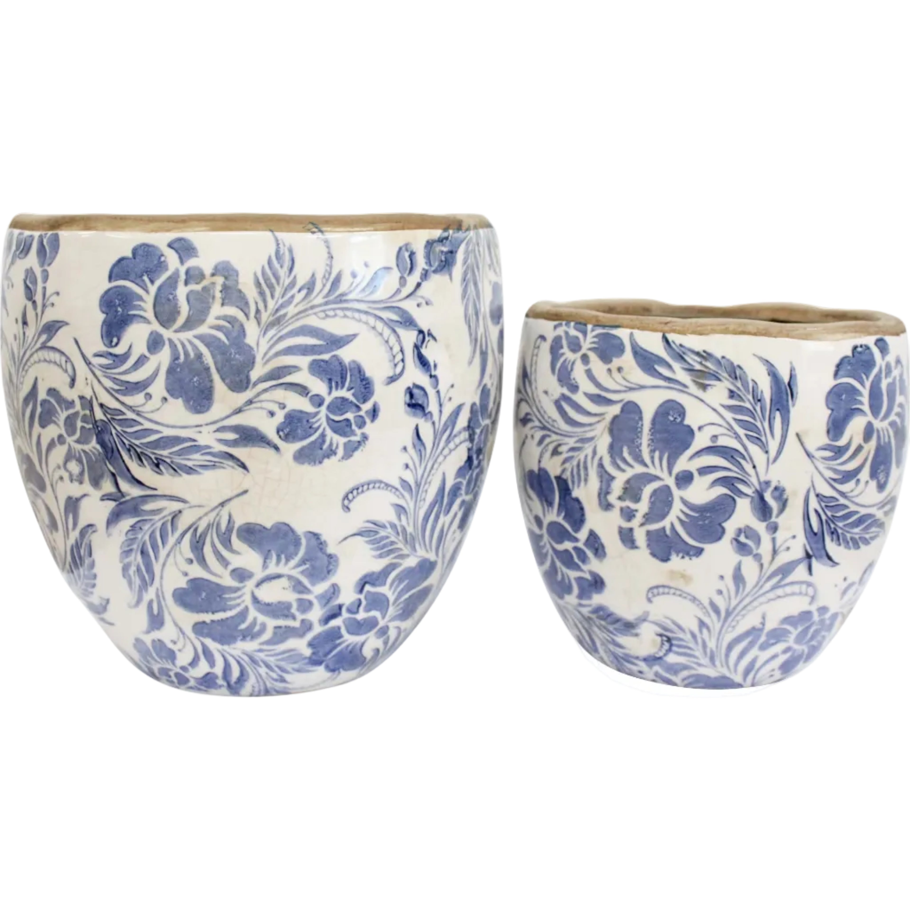 Blue & White Floral Pots