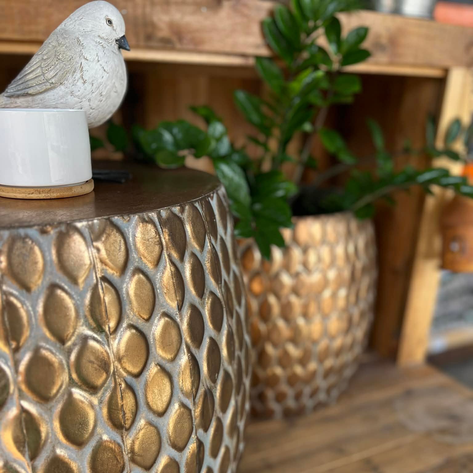 Gold Patterned Planter/Table