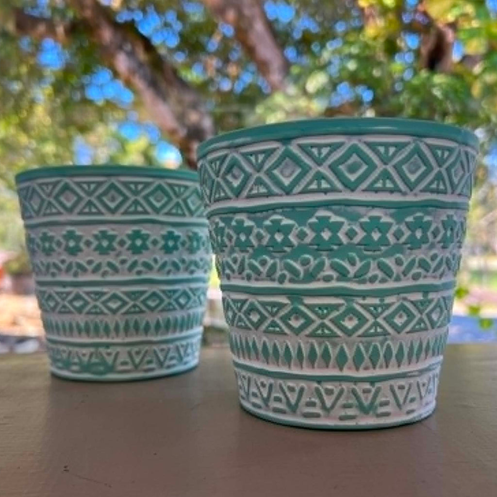 Mint Green & White Pots