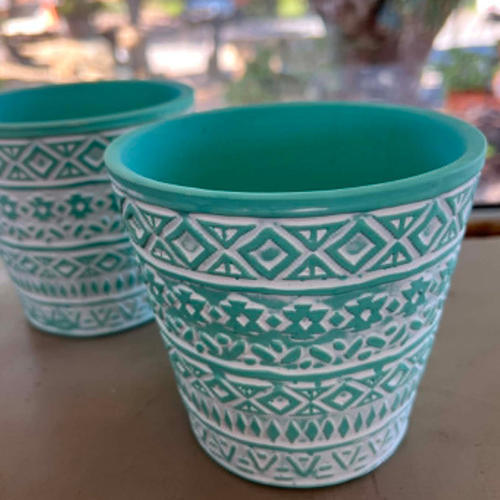Mint Green & White Pots