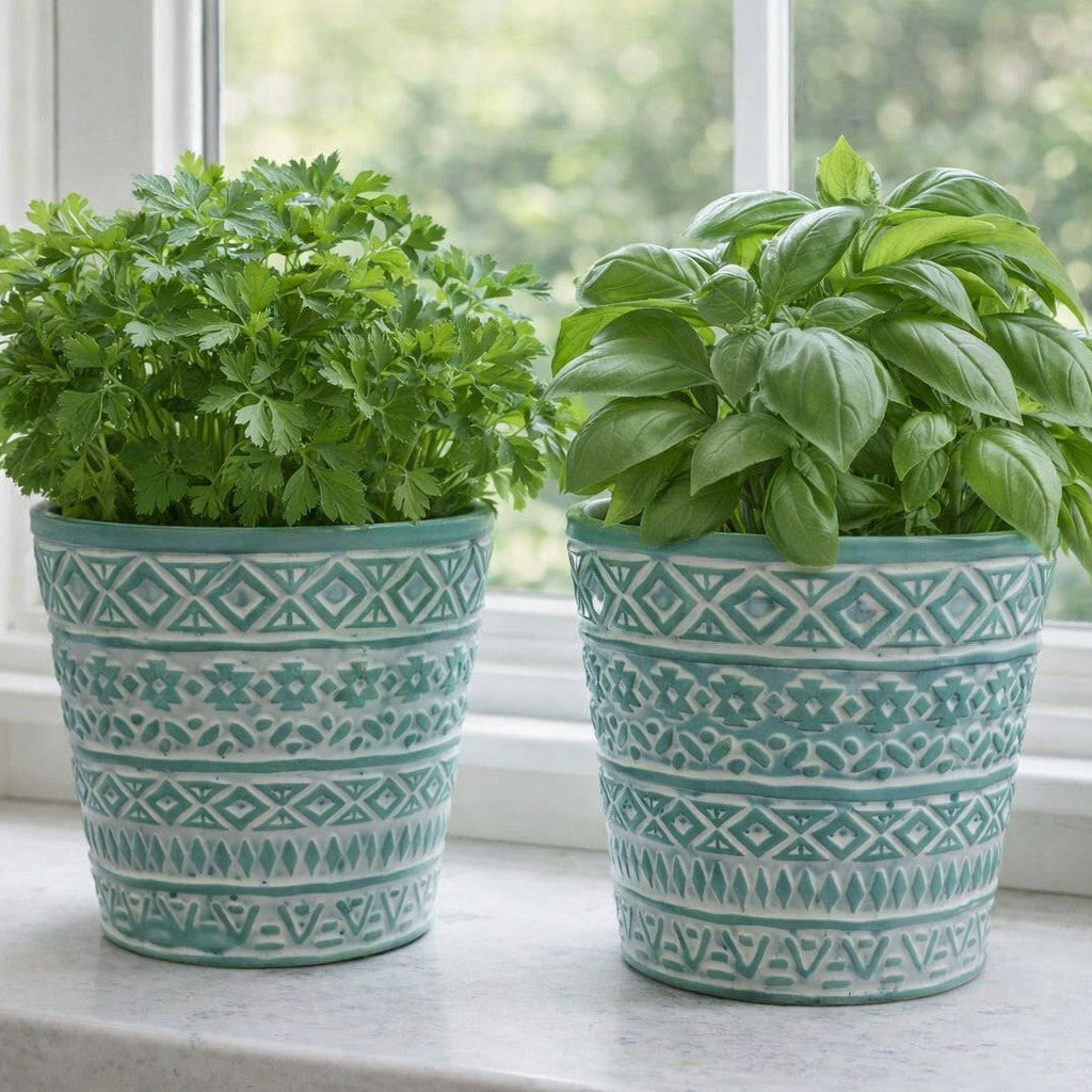 Mint Green & White Pots