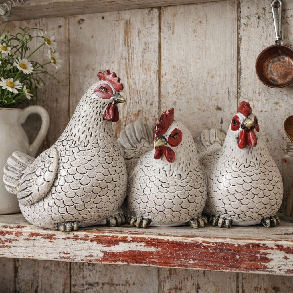 Trio of White Hens