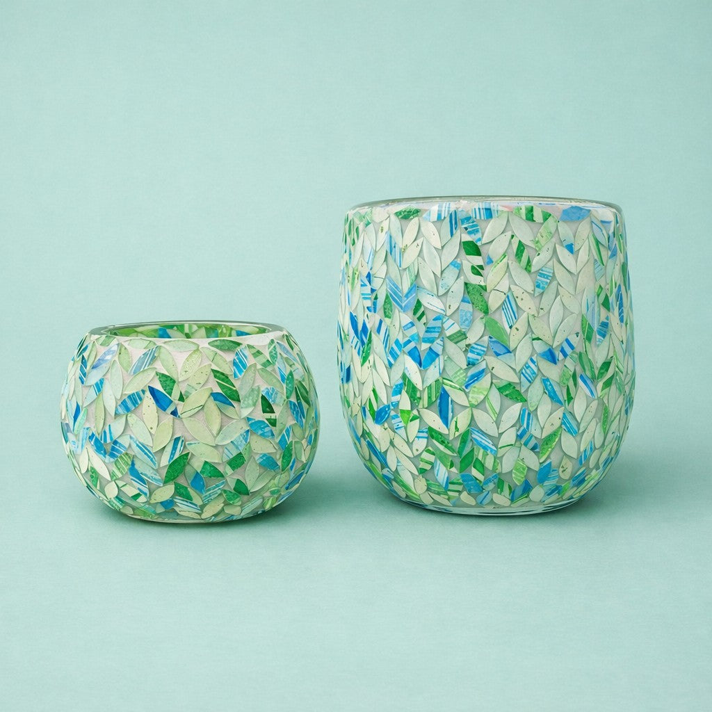 Blue Mosaic Glassware - Round