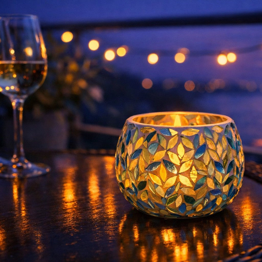 Blue Mosaic Glassware - Round