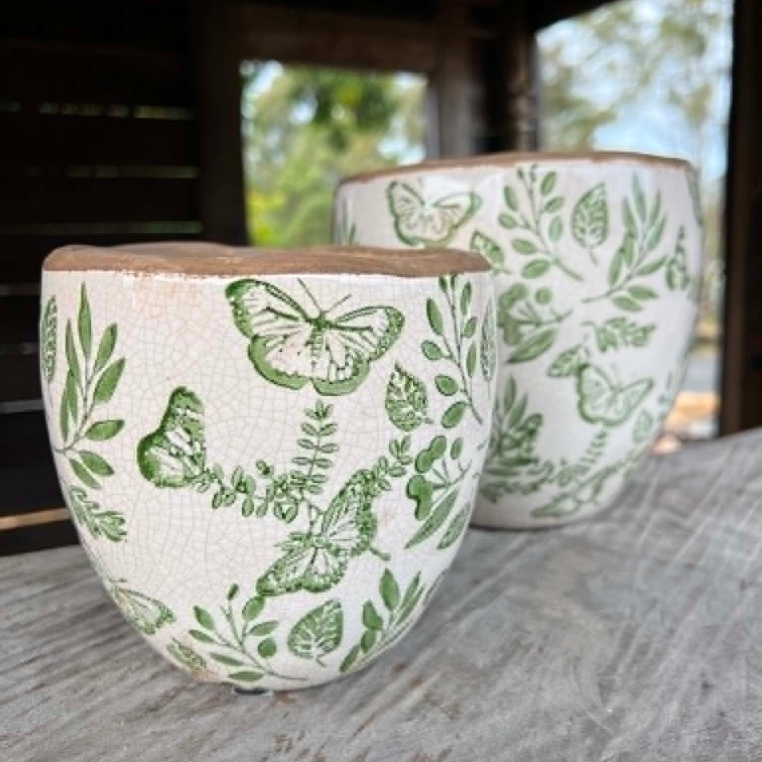 Enchanted Green & White Pots