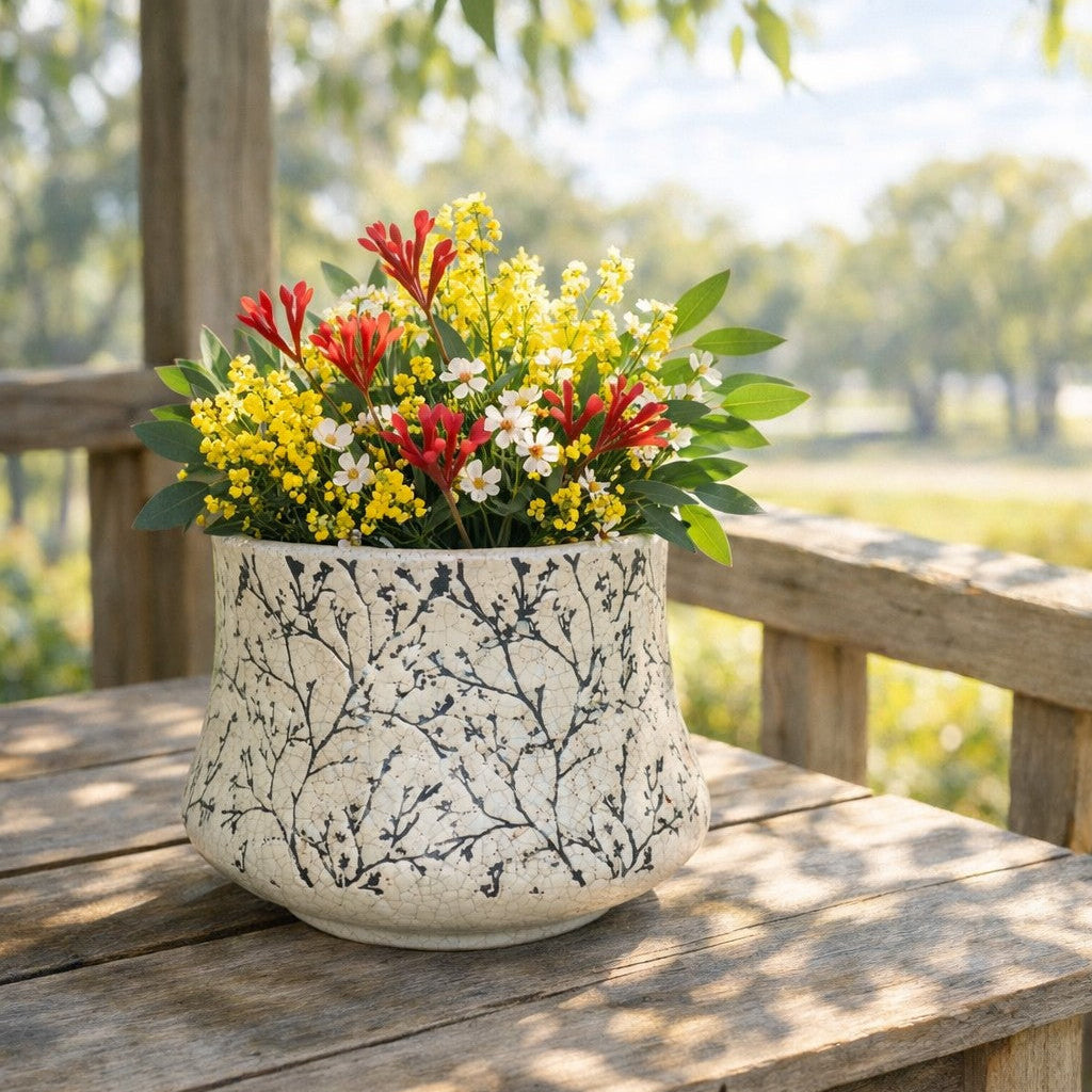 "Forest" Black & White Squat Planters
