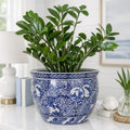 Hamptons Dark Blue and White Planter