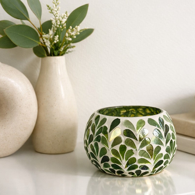 Green Mosaic Glassware - Round