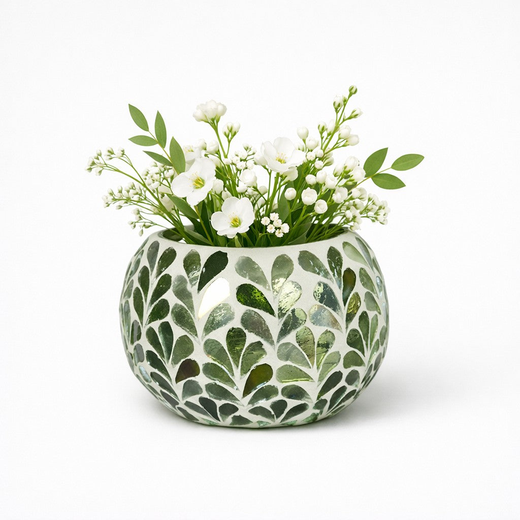 Green Mosaic Glassware - Round