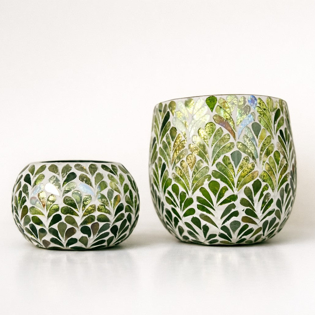 Green Mosaic Glassware - Tall