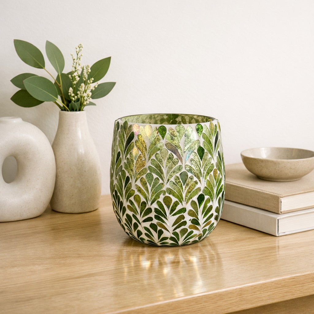 Green Mosaic Glassware - Tall