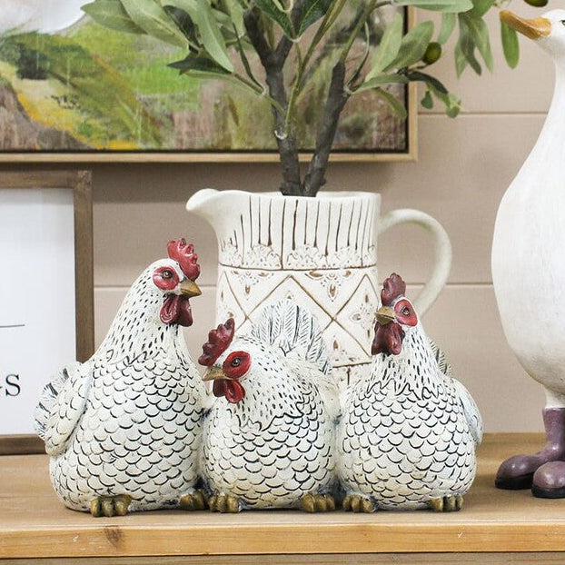 Trio of White Hens